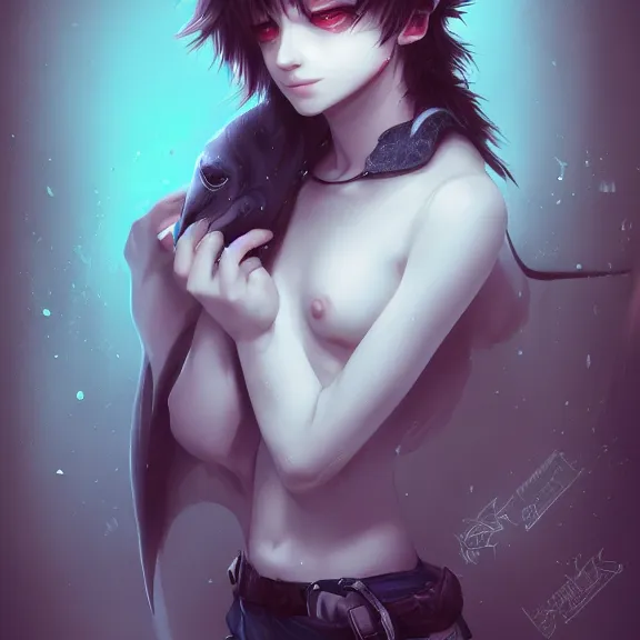 Prompt: blushing emo boy with rat ears and tail, fantasy artwork, award winning, hyper detailed, very very very very very very very very very very very very very very very very very beautiful, studio lighting, artstation