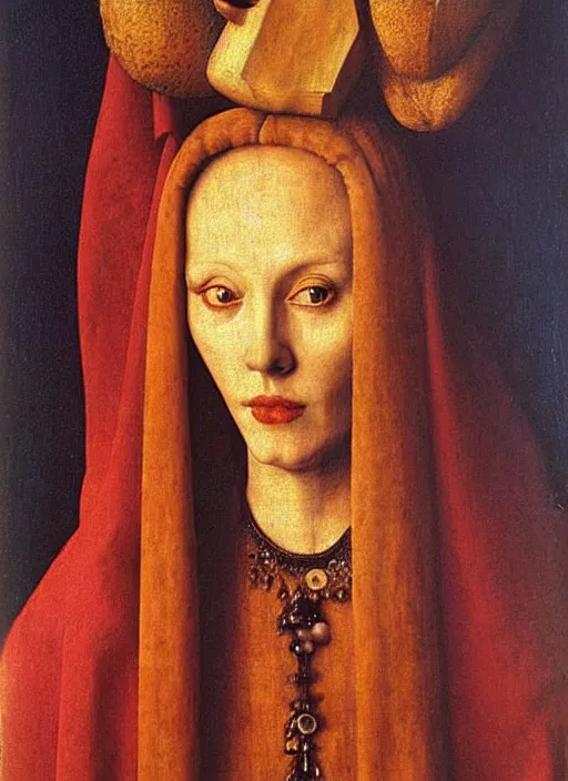 Image similar to beautiful circe, art by jan van eyck