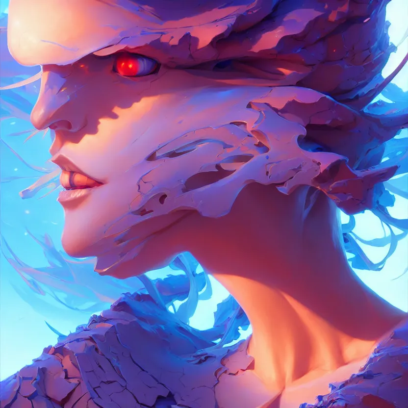 Image similar to hyper detailed ultra sharp of a beautiful fractal faces. behance hd by jesper ejsing, by rhads, makoto shinkai and lois van baarle, ilya kuvshinov, rossdraws radiating a glowing aura global illumination ray tracing hdr, 8 k