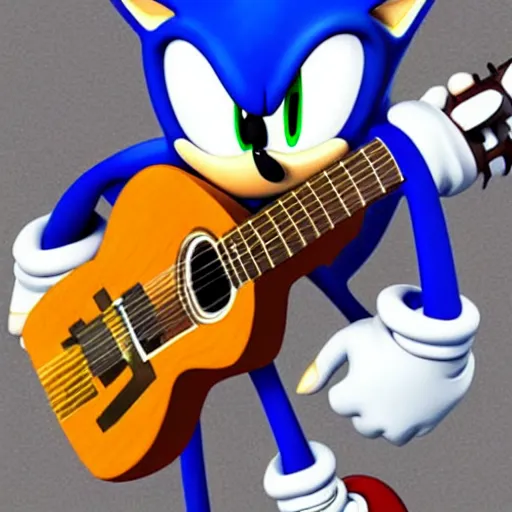 Prompt: sonic plays guitar, artstation