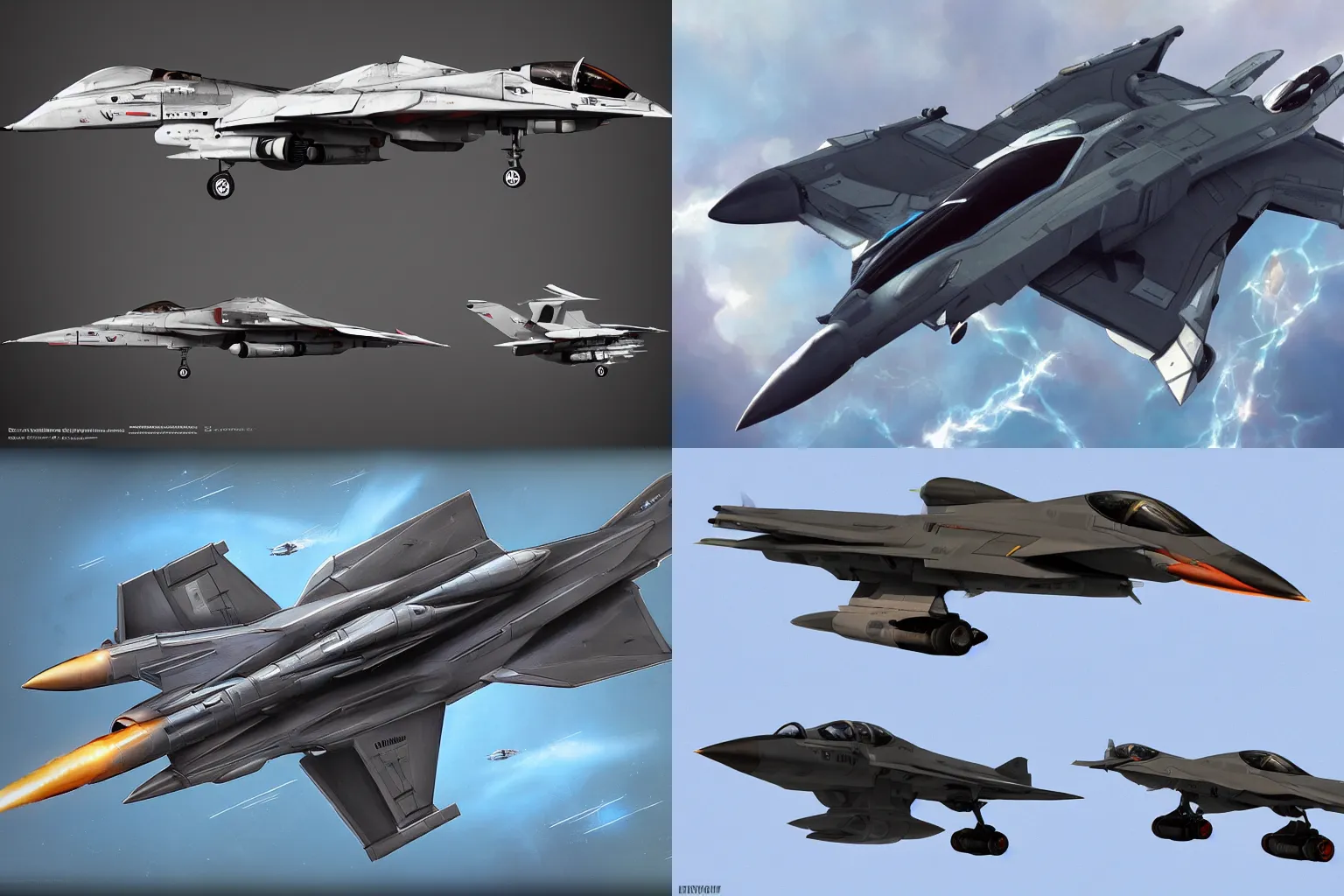 Prompt: retrofuturism concept scifi fighter jet, realistic, tomcat jet, raptor jet, hornet jet, falcon jet, digital art, trending on artstation