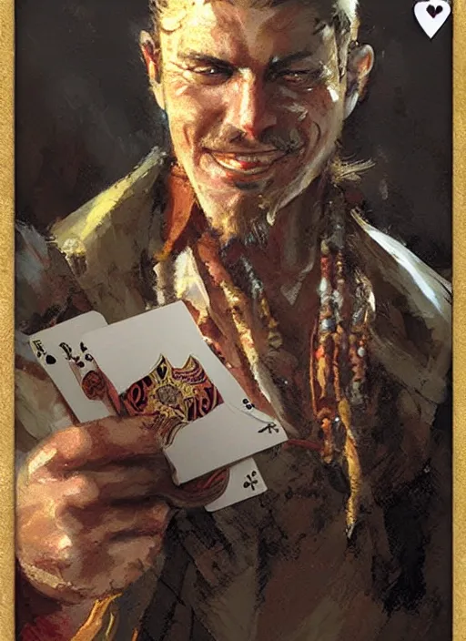 Prompt: a portrait of a pirate playing cards by Craig Mullins