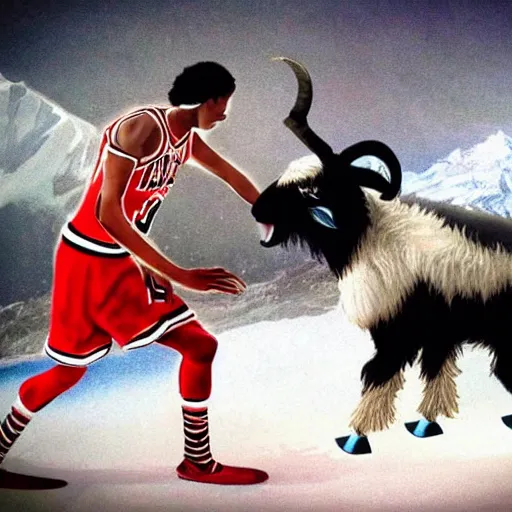 Image similar to michael jackson contra / michael jordan goat simulator crossover and 1 antartica