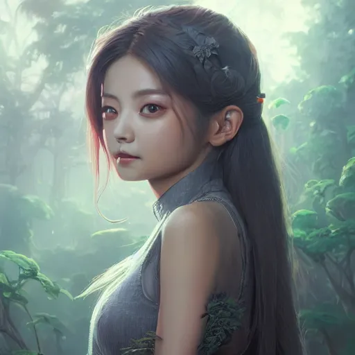 Image similar to highly detailed portrait of tzuyu from twice, stephen bliss, unreal engine, fantasy art by greg rutkowski, loish, rhads, ferdinand knab, makoto shinkai and lois van baarle, ilya kuvshinov, rossdraws, tom bagshaw, global illumination, radiant light, detailed and intricate environment