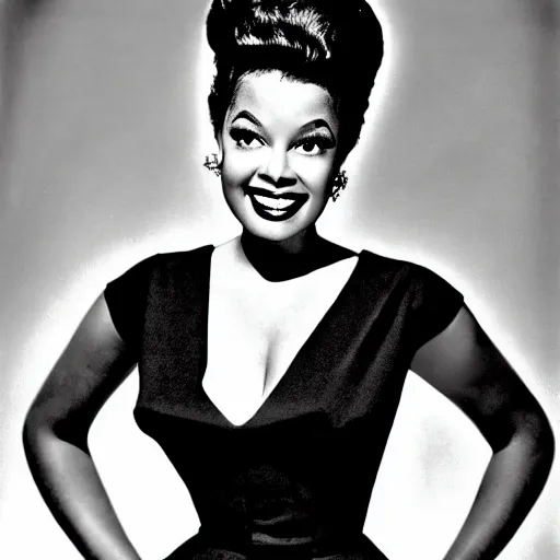 Image similar to black and white photo of a beautiful and elegant 1 9 5 8 black actress modeling