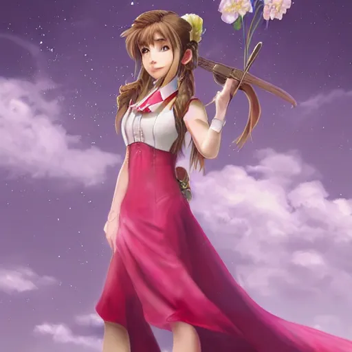 Image similar to aerith gainsborough by chengwei pan