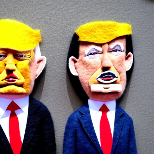 Image similar to detailed felt caricatures of trump suppoerters