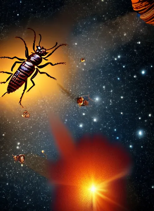 realistic detailed photo of a cockroaches on fire in Stable Diffusion