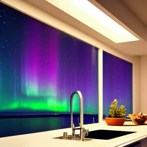 Image similar to Aurora Borealis inside my kitchen, stunning photography