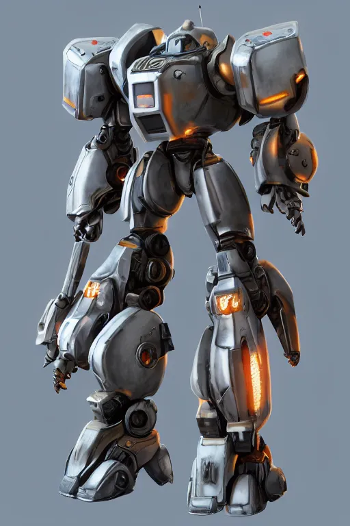 Image similar to mechwarrior 5 : mercenaries mech megaman transformer robot boss tank engine game octane render, 4 k, hd 2 0 2 2 3 d cgi rtx hdr style chrome reflexion glow fanart, global illumination ray tracing hdr fanart arstation by ian pesty by jesper ejsing pixar and disney unreal zbrush central hardmesh