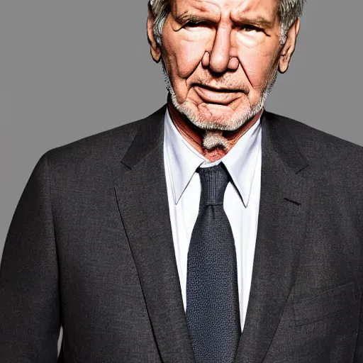 Image similar to the face of a succesful man: Harrison Ford/Tom Hanks/Tom Cruise/Ryan Reynolds, highly detailed uncropped full-color epic corporate portrait photograph. best corporate photoraphy photo winner, meticulous detail, hyperrealistic, centered uncropped symmetrical beautiful masculine facial features, atmospheric, photorealistic texture, canon 5D mark III photo, professional studio lighting, aesthetic, very inspirational, motivational