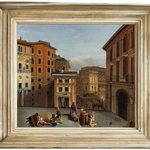 Image similar to the view of a breakfast, buildings in rome by martinus rørbye