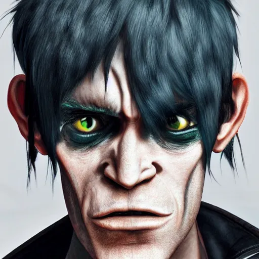 Prompt: Murdoc from Gorillaz, Realistic, Hyperrealistic, HD Quality, 4k Resolution, 8k Resolution, Detailed, Very Detailed, Highly Detailed, Studio Quality Lighting, Real Life, Portrait, Photograph