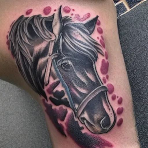 Prompt: a horse with anime tattoos