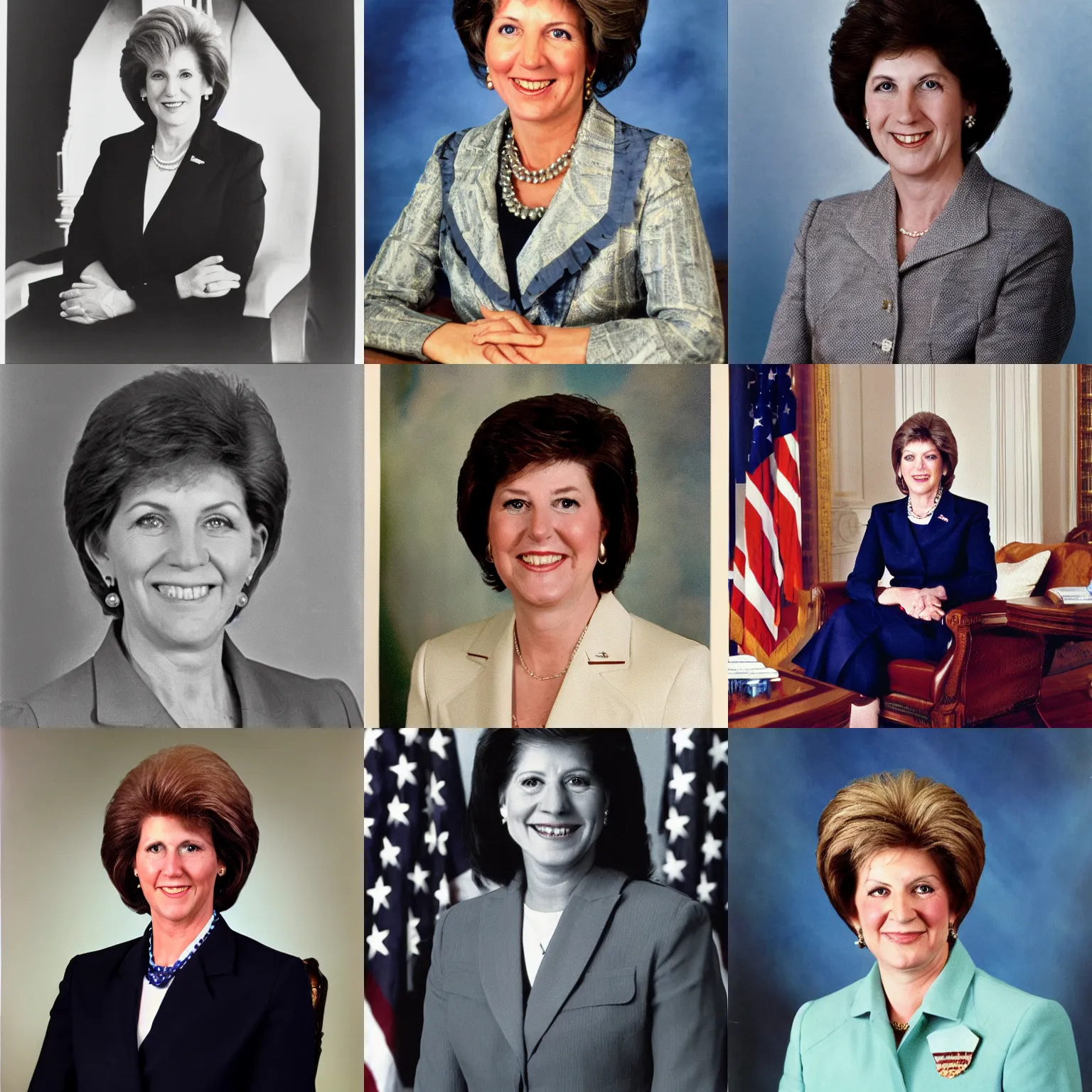 Prompt: official portrait of United States President Sherry Maguire, 1978