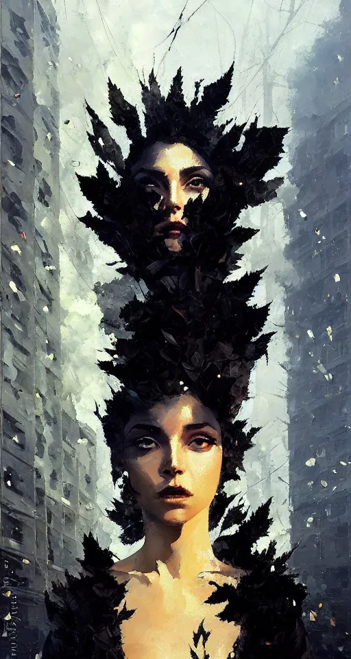 Image similar to ashes crystal, fierce, scattered, black smoke, intricate, tall windows, cast shadows, impressionistic oil painting by alexi zaitsev, malcom liepke, ilya kuvshinov, melinda matyas, victo ngai, denis sarazhin. bold brush strokes, fractal leaves, masterpiece