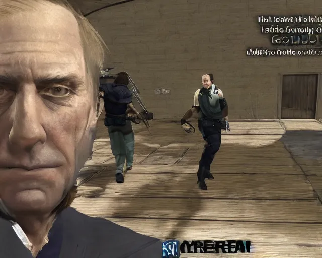 Prompt: saul goodman in counter strike screenshot