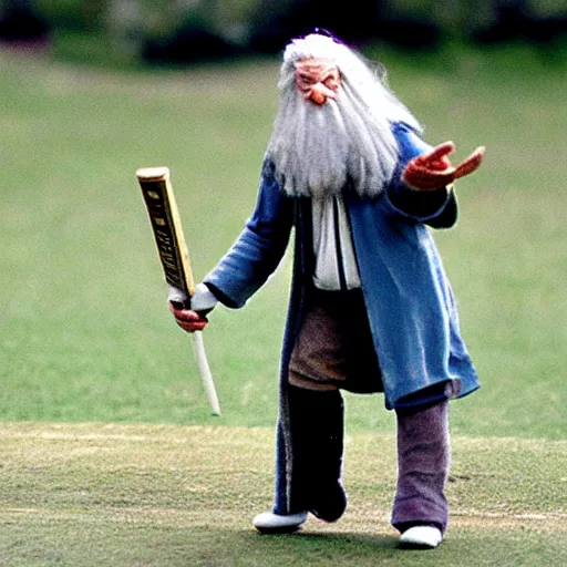 Prompt: Gandalf playing cricket