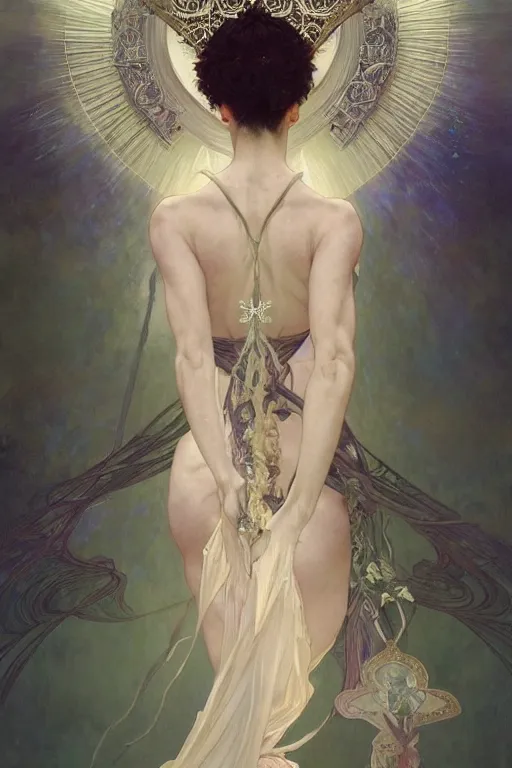 Prompt: a full body portrait of a beautiful ethereal delicate mage queen meditative sacral pose catholic stages of the cross, intricate, elegant, highly detailed, digital painting, artstation, concept art, smooth, sharp focus, illustration, art by krenz cushart and artem demura and alphonse mucha