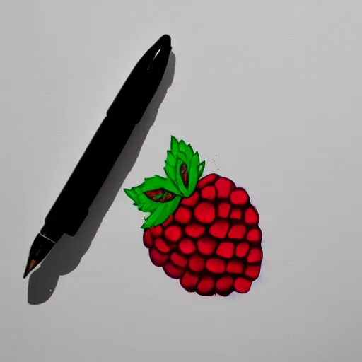 Prompt: minimalist pen sketch of a raspberry