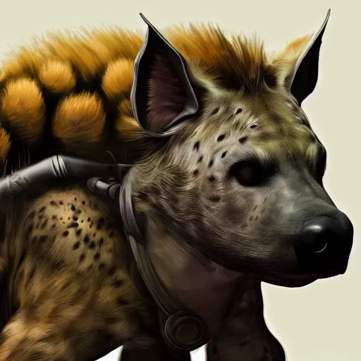 Image similar to realistic cyborg hyena, highly detailed video game concept art