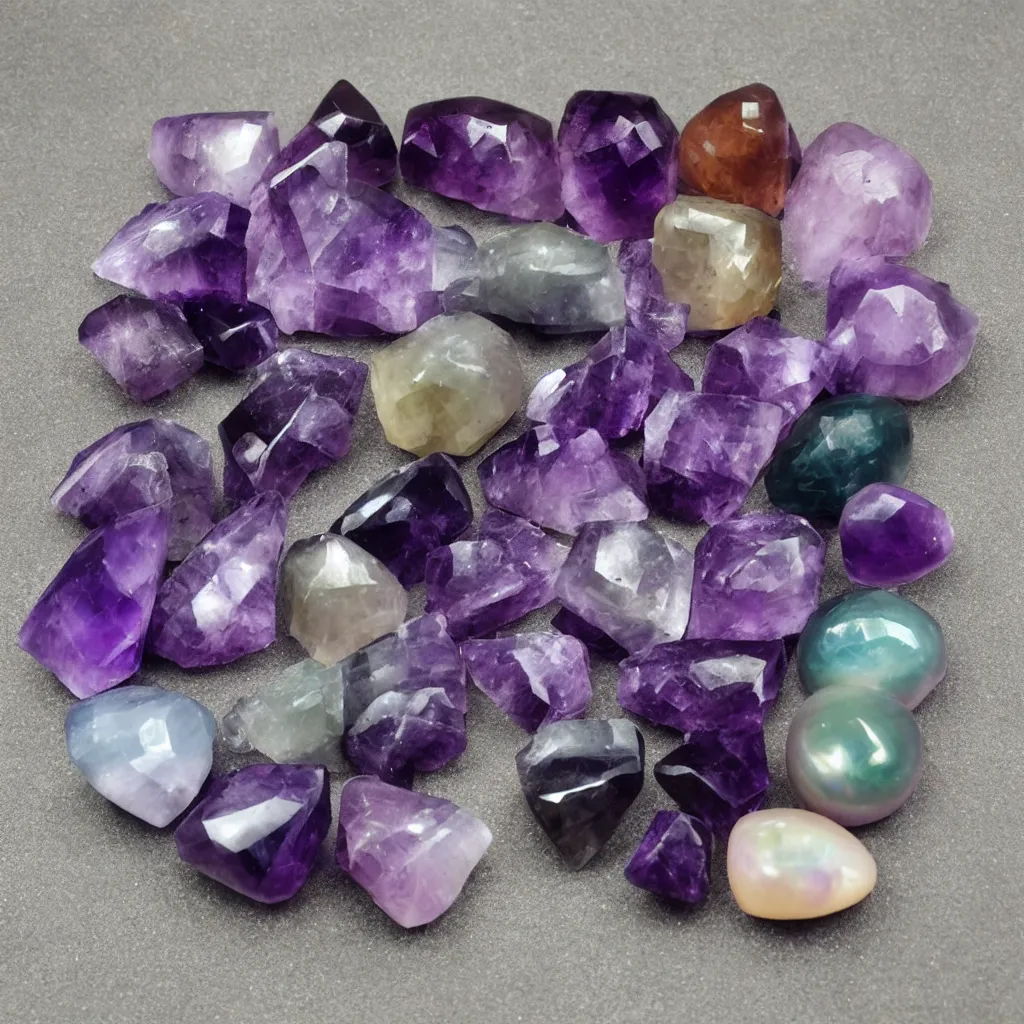 Image similar to amethyst multicolor prism gemstone emeraud pearl quartz saphir grenat fluorite