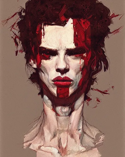 Image similar to portrait of the devil by greg rutkowski in the style of egon schiele