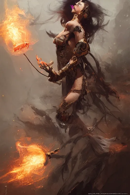 Image similar to beautiful girl necromancer, witch - doctor exploding into space casting spell, angels, 3 d render, hyper - realistic detailed portrait, holding fire and electricity, ruan jia, wlop. scifi, fantasy, magic the gathering, hyper detailed, octane render, concept art, peter mohrbacher