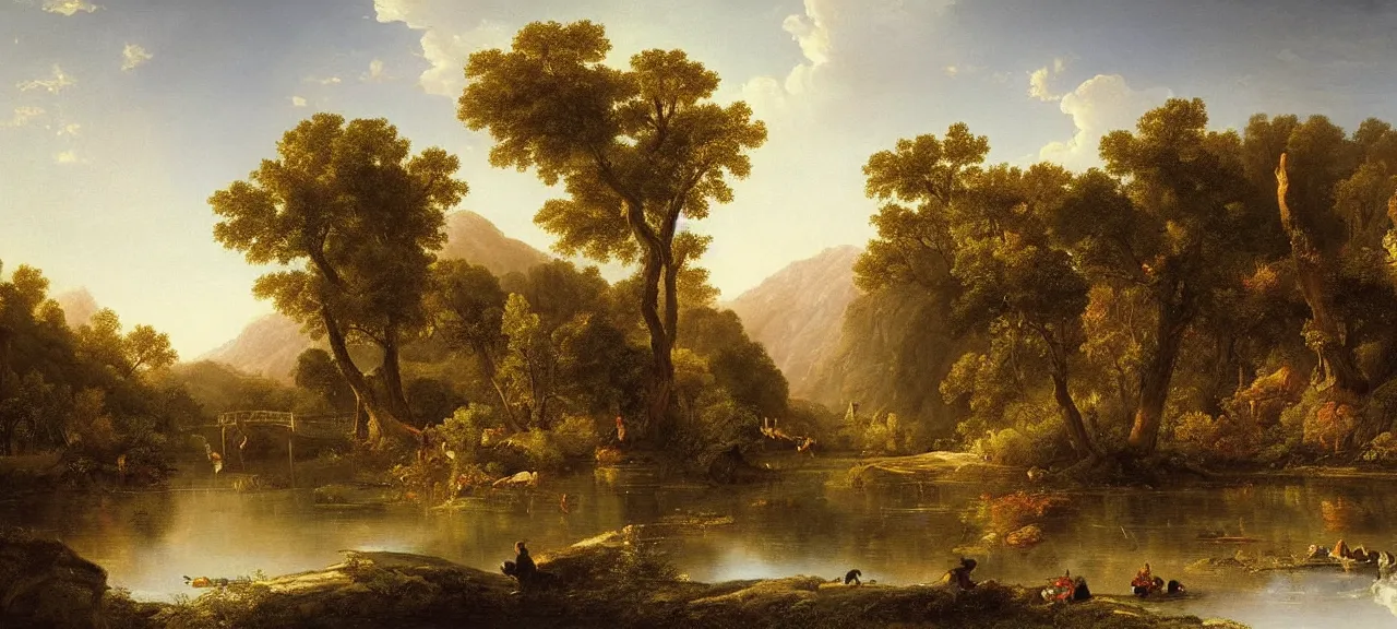 Image similar to human souls sit in the cinema and watch very deeply the light of consciousness projecting their lives on the screen of physical reality, realistic image full of sense of spirituality, life meaning, happy atmosphere, by Asher Brown Durand