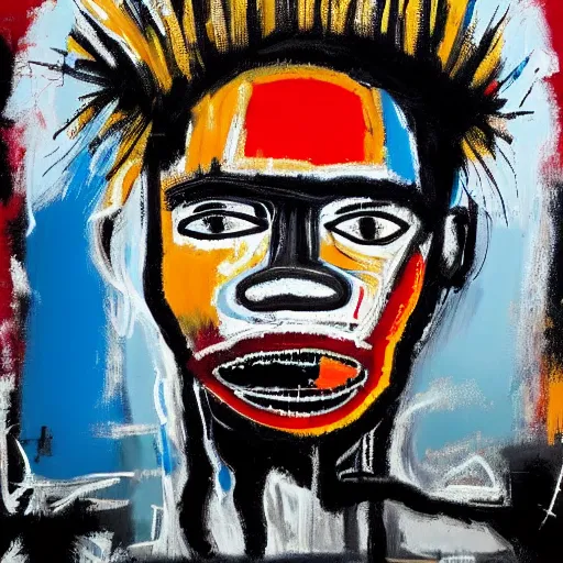 Image similar to A extremely highly detailed majestic hi-res beautiful immaculate head and shoulders painting of a strong black african man by Jean-Michel Basquiat, 8k, high textures, hyper sharp, insanely detailed and intricate, super detailed, 4k HDR high quality