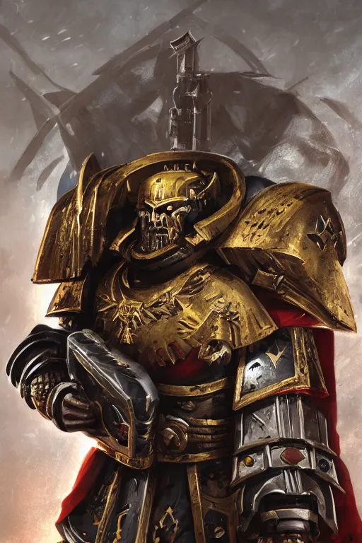 Image similar to armor portrait heros warhammer 4 0 k horus heresy fanart - the primarchs emperor by johannes helgeson animated with vfx concept artist & illustrator global illumination ray tracing hdr fanart arstation zbrush central hardmesh 8 k octane renderer comics stylized