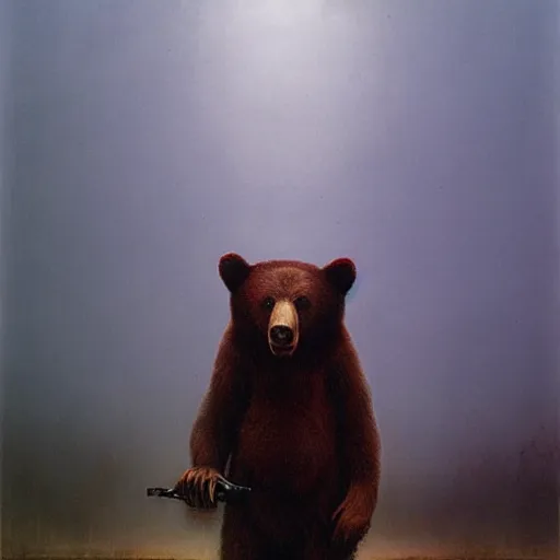 Prompt: bear hussar, beksinski