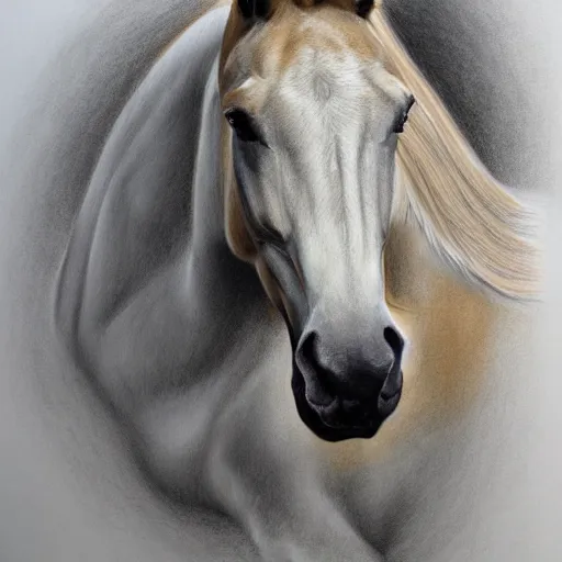 Prompt: a colored pencil drawing of a full horse by natalia rojas and ana maria martinez jaramillo adonna khare and marco mazzoni and diego fazio and dirk dzimirsky, pastel color, wingspan style, highly detailed, realistic graphite, artstation, 4 k, realism, photorealism, fine art