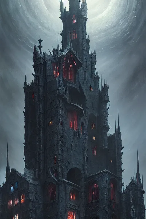 Image similar to vampire castle by greg rutkowski, giger, maxim verehin