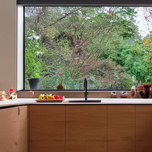 Prompt: an ant's perspective looking out at a kitchen, realistic 4k