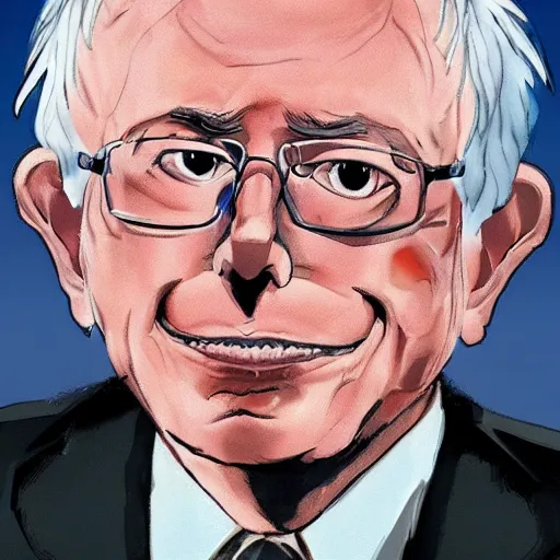 Prompt: Bernie Sanders anime, highly detailed