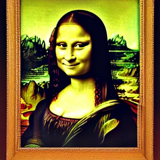 Prompt: A portrait of shrek in the style of the mona lisa, by leonardo davinci