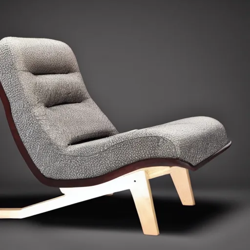 Prompt: a retro modern lounge chair inspired by a baseball glove