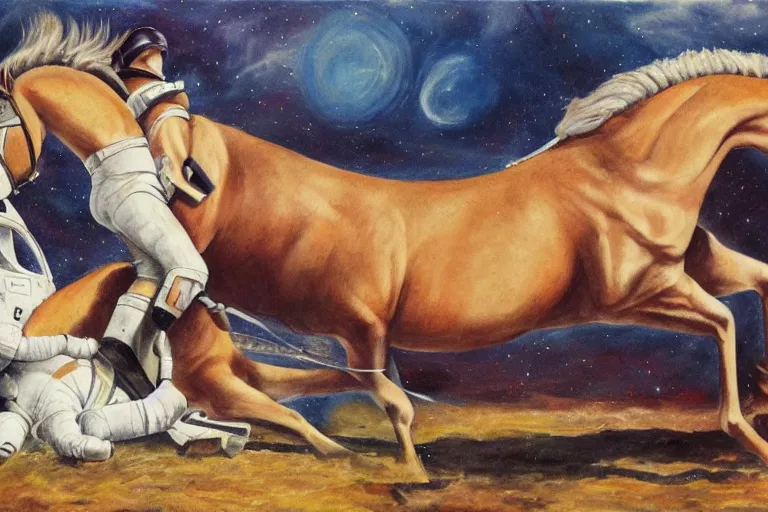 Image similar to horse lying on astronaut, arstation