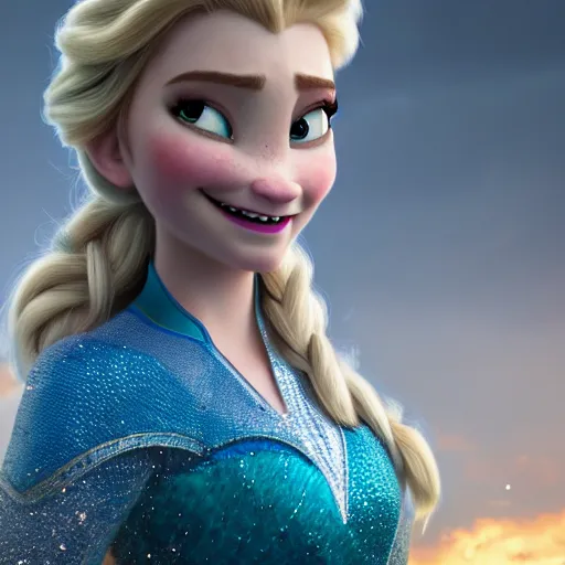 Prompt: newest avenger Elsa from frozen, promo photo, hyper detailed, octane render, 4k, dramatic, cinematic lighting