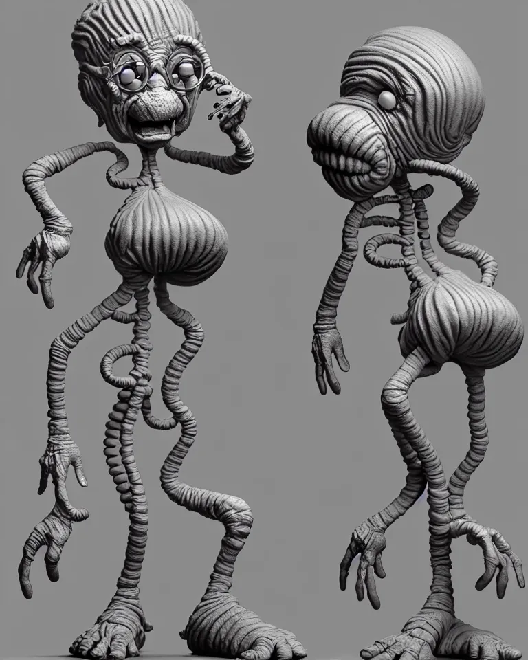 Image similar to your saggy wrinkled grandmother is a cosmic horror by bruce brenneise and wayne haag, photorealistic digital concept art, in the style of cuphead, trending on cgsociety, trending on zbrush central