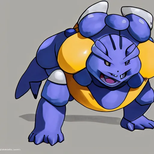 Prompt: blastoise at the mall, pokemon art, perfect shading, detailed, 4 k