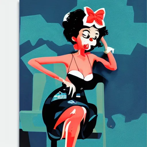 Prompt: Painting of Betty Boop by Sachin Teng :4 stylish, asymmetrical, Matte Painting , Vector art, geometric shapes, hard edges, graffiti, street art:2 Masterpiece, high detail, by Sachin Teng:4