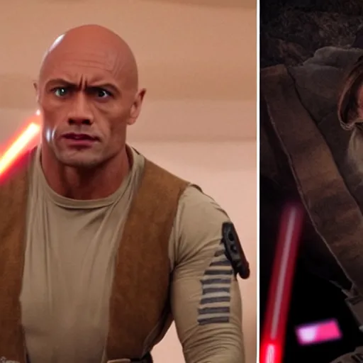 Image similar to still of the rock cosplaying as leah in star wars