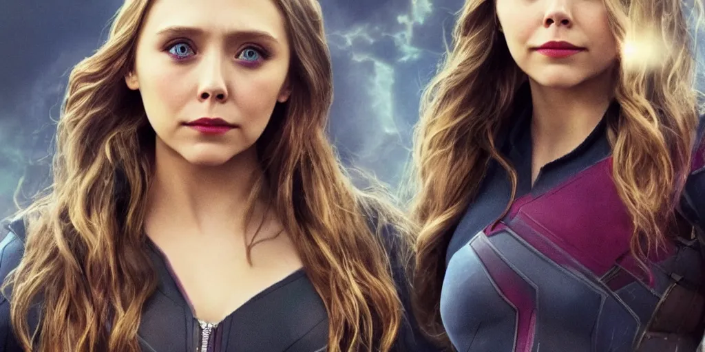 Prompt: Photorealistic art of Elizabeth Olsen as all of the Avengers, full body, action shot, high definition, cinematic, realistic