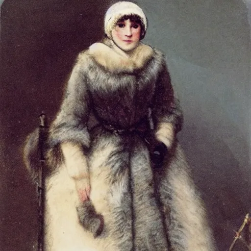 Image similar to female arctic explorer by alfred stevens