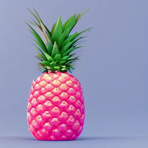 Image similar to 3 d render of a hovering pink pineapple against a pink backdrop with slight sadow underneath ophotorealistic, 4 k, cgsociety, blender, unreal engine 5, sharp details, 3 0 0 dpi