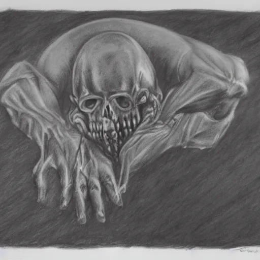 Image similar to a charcoal drawing of an eldrich horror,