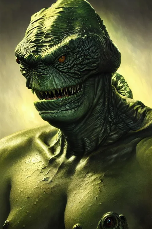 Prompt: painting of the creature from the black lagoon, ultra realistic, sharp details, subsurface scattering, intricate details, warm lighting, beautiful features, highly detailed, photorealistic, octane render, 8 k, unreal engine, art by artgerm and greg rutkowski and alphonse mucha