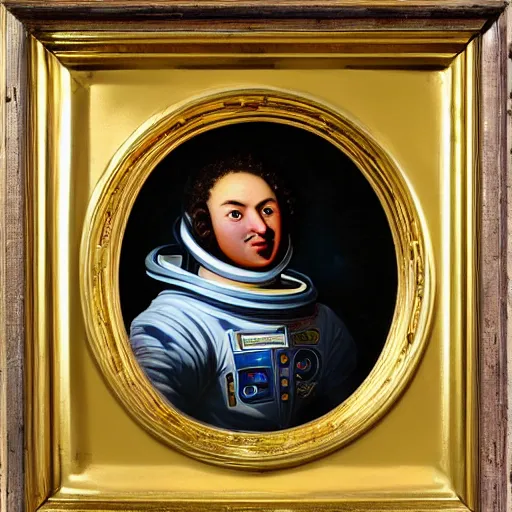 Prompt: rococo baroque portrait astronaut